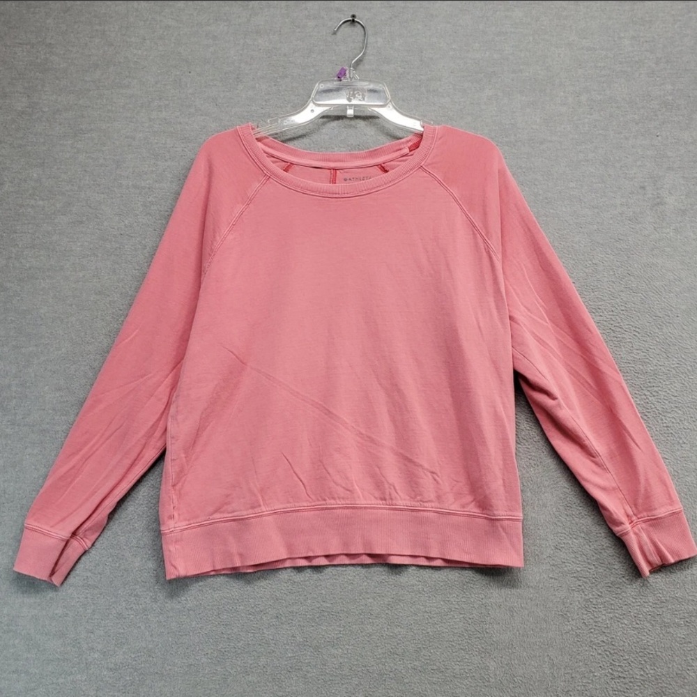 Athleta Women Sweatshirt Medium Pink Crew Neck Long Sleeve Pullover